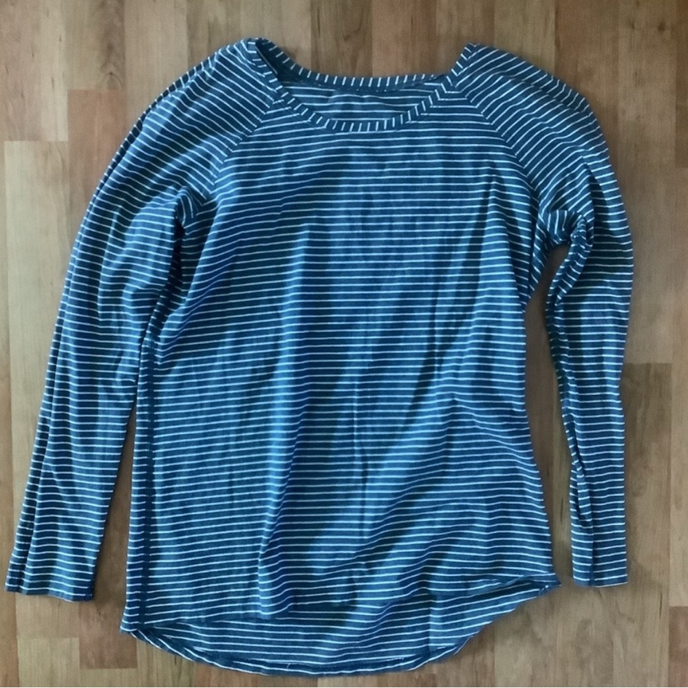 Emerald Long Sleeve Shirt Blue and White Stripes